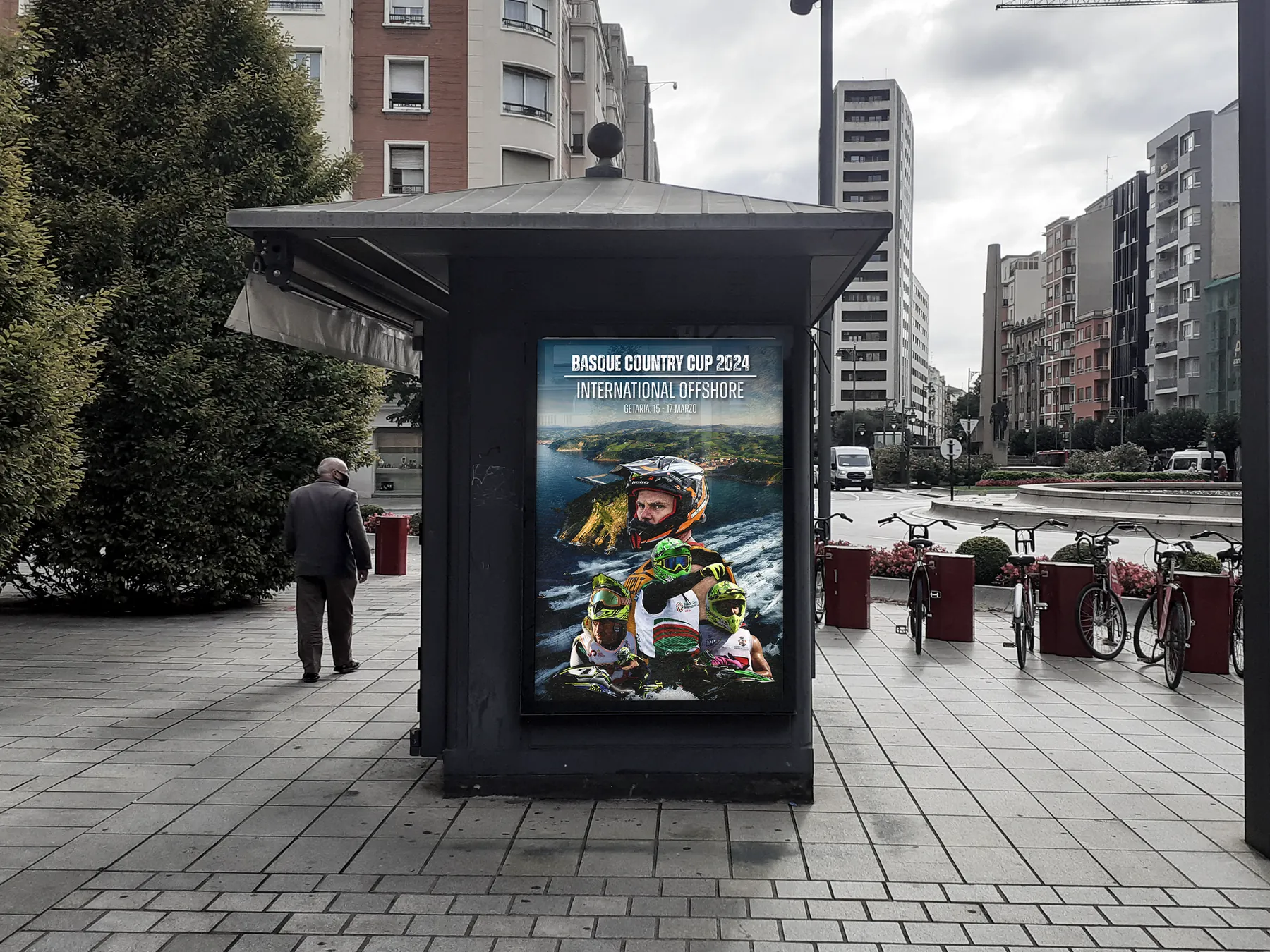 Cartel de la Basque Country Cup en una marquesina
